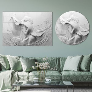 Woman Wall Art, Modern Glass Decor, 3d Effect Woman Print Wall Art, Sculptural Beauty Woman Canvas Art, Girl Room Wall Decor, Minimal Decor,