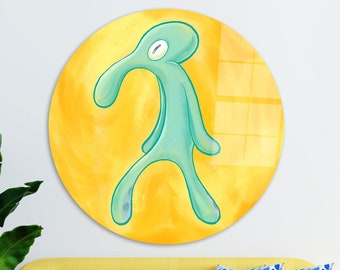 Bold and Brash Squidward Tempered Glass Wall Art