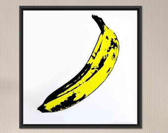 Andy Warhol Banana Pop Art Wall Table, Banana Graffiti Printed, Graffiti 3D Canvas, Graffiti Wall Decoration, Black Framed Wall Art, Canvas,