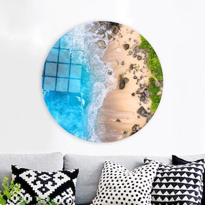 View Art, Seascape Art Canvas, Sea Landscape Glass Art, Beach Landscape Canvas Print, 3D Wall Art Wall Table, Farmhouse Wall Decor,
