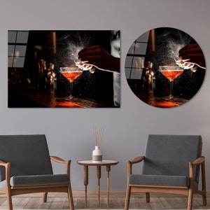 Drink Wall Art, Goblet Wall Decor, Modern Artwork, Gift For Her, Tempered Glass, Canvas Art, 3D Wall Art, Framed Wall Art, Bedroom Decor,
