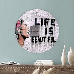 Banksy Graffiti Art, Street Art Canvas, Banksy Life Is Beautiful Art, Painting Wall Art, Gift For The Home Canvas Art, Banksy Woman Graffiti