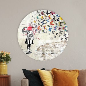 Graffiti Art Canvas, Banksy Wall Decoration, Banksy Girl Art Wall Decor, Wall Hanging, Canvas Wall Art, Banksy Butterflies Graffiti Art,