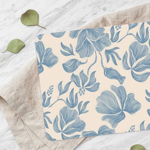 Blue Flowers Cutting Board, Botanical Chopping Board, Floral Pattern Serving Board, Flower Chopping Board, Kitchenware, Personalized Gift,