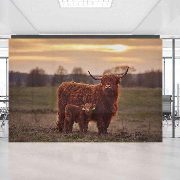 Cow Paper Craft, Animal Paper Craft, Personalized Wallpaper, Farm Wall Mural, Highland Cow Wall Paper, Contact Paper, Brown Wallpaper,