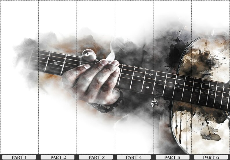 Guitar Watercolor Wallpaper: 3D Paper Wall Art, Music Room Decals image 8