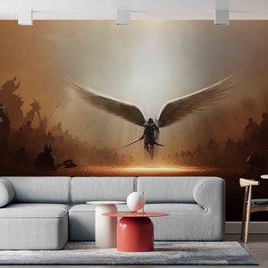Archangel Wall Decals, Michael Angel Wall Painting, Warrior Angel Paper Art, Modern Wall Print, 3D Wallpaper, Decor For Wall, Wall Covering,