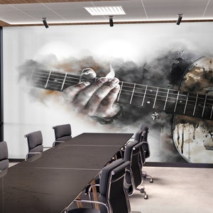 Guitar Watercolor Wallpaper: 3D Paper Wall Art, Music Room Decals image 3