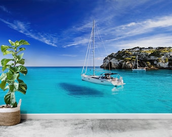 Personalized Ocean View Wallpaper: Tropical Wall Decals