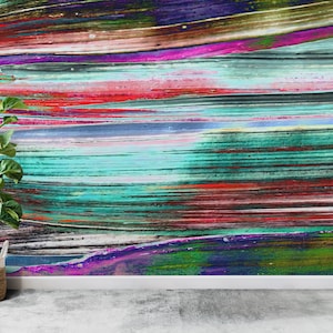Paper Wall Art, Personalized Wallpaper, 3D Wallpaper, Housewarming Gift, Colorful Painting Paper Art, Abstract Colorful Wall Decor,