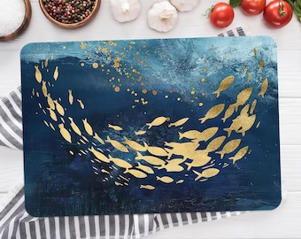 Minimal Serving Board, Golden Fish Serving Board, Meat Cutting Board, Luxury Serving Board, Animal Chopping Board, Mother's Day Gift,