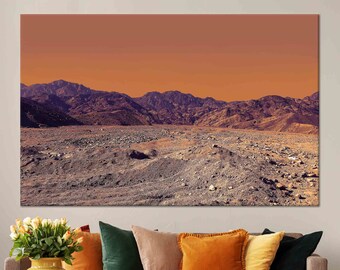 Deserted Field Landscape Art, Mountain Wall Art, Landscape Art, 3D Wall Art, Tempered Glass, Canvas Art, Gift For Him, Living Room Wall Art,