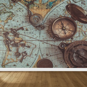 Layered Paper Art, Map Wall Art, Wall Poster, Stylish 3D Wallpaper, Decor For Wall, Compass Wall Paper, Map Wallpaper, Office Wallpaper,