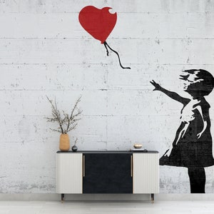 Banksy Red Balloon Graffiti Wallpaper Mural - Street Art Decor