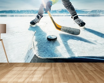 Removable Wall Paper, Motivational Wall Paper, Stick On Wallpaper, Man Cave Decor, Game Room Wall Decor, 3D Wallpaper, Ice Hockey Wallpaper,