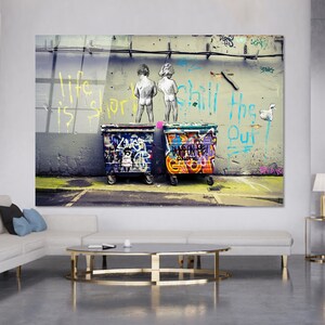 Banksy Graffiti Art: Life Is Short, Tempered Glass Wall Decor 画像 9