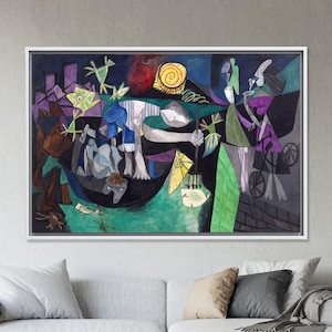 Pablo Picasso Printed, Picasso Glass Wall, Reproduction Wall Decor, Pablo Picasso Night Fishing At Antibes Art, Large Decor Art,