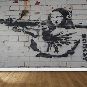 Banksy Mona Lisa Wallpaper, Banksy Bazooka Wall Art, Banksy Woman Paper Art, Banksy Mural, Graffiti Paper, Self Adhesive Paper, Gift For Him