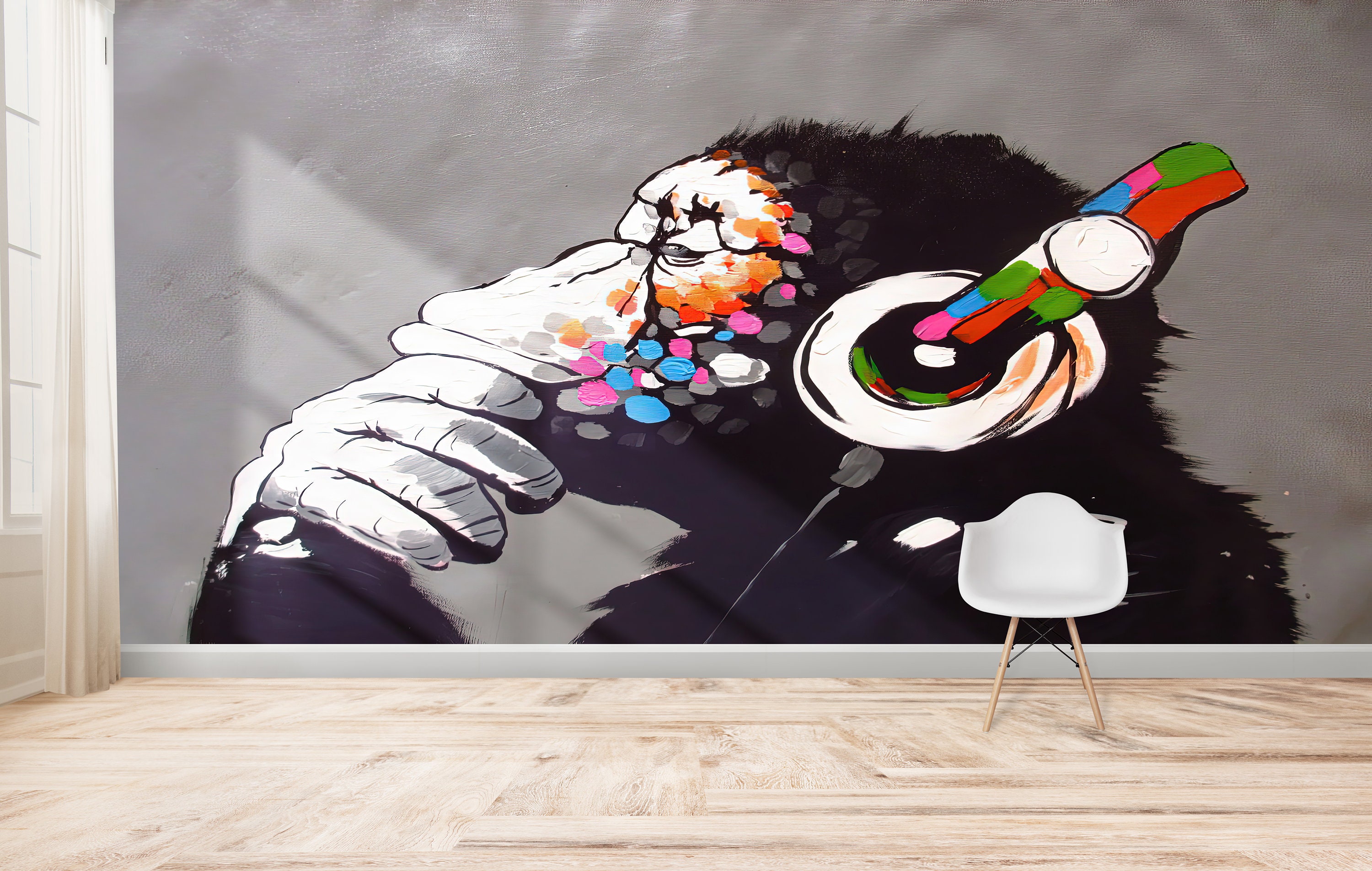 Banksy Monkey Wallpaper: Graffiti Art Wall Mural - Etsy