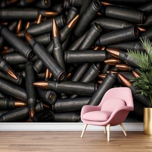 Bullet Wall Paper, Army Wall Paper, Boy Room Wall Decor, Personalized Gift, Do It Yourself, Modern Wall Poster, Loft Decor, 3D Wall Mural image 5