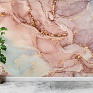 Shimmery Marble Vinyl Wallpaper: Modern Art Deco Wall Covering