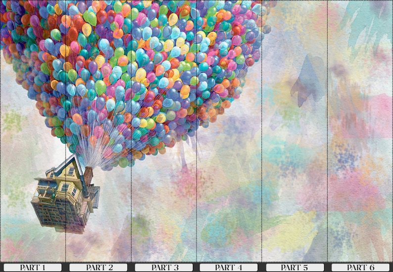 Wall Mural Wallpaper, Removable Wall Paper, Decals For Walls, Gift Wallpaper, Colorful Air Balloons Paper Art, Up Movie Paper Art, image 8