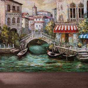 Venedig-Wandkunst, Venedig-Italien-Wandaufkleber, Ansichtstapete, Venedig-Kanal-Landschaftspapierkunst, selbstklebendes Papier, Geschenk für ihn, Wandbild