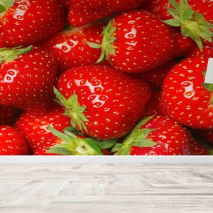 Strawberry Wallpaper – Juicy Fruit Wall Mural for Kitchen or Dining Room
