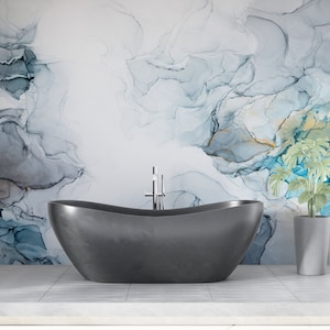 Wallpaper Patent, 3D Wallpaper, Wall Decorations, Gift Wallpaper, Gray And Blue Marble Digital Paper, Blue Marble Wall Poster,