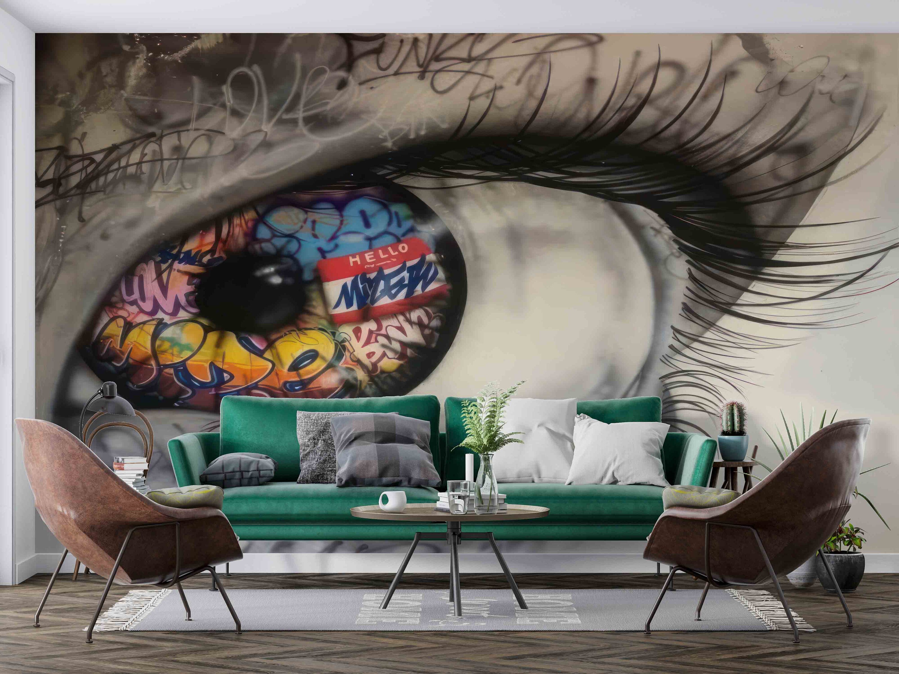Eye Graffiti Wallpaper Abstract Eye Wall Art Eye Wall Etsy