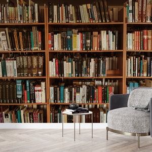 Modern Wallpaper, Book Wall Painting, Bookshelf Wall Paper, Stylish 3D Wallpaper, Library Wallpaper, Do It Yourself, Living Room Wall Art,