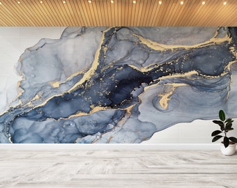 Blue Marble Wallpaper Mural: Modern Wall Covering