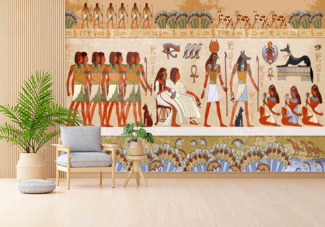 Egyptian Hieroglyphs Wall Mural: Ancient Egypt Wallpaper - Etsy