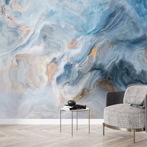 Custom Wall Art, Mural Art, Gift For Him, Blue Marble Painting Wall Decor, Marble Wallpaper Art, Luxury Wall Art, Paper Cutting Art,