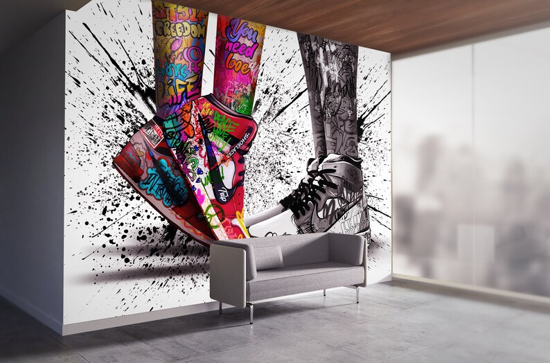 3D Papercraft Love in Jordan Shoes Wall Mural Air Jordans Etsy