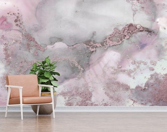 Pink Marble Vinyl Wallpaper Mural: Modern Wall Decor