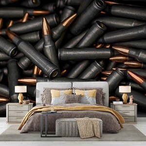 Bullet Wall Paper, Army Wall Paper, Boy Room Wall Decor, Personalized Gift, Do It Yourself, Modern Wall Poster, Loft Decor, 3D Wall Mural image 4