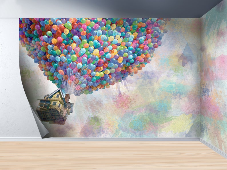 Wall Mural Wallpaper, Removable Wall Paper, Decals For Walls, Gift Wallpaper, Colorful Air Balloons Paper Art, Up Movie Paper Art, image 7