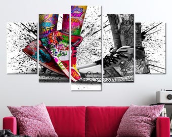 Love in Jordan Shoes Art Wall Decor, Air Jordans Artwork, Graffiti Glass, Shoes Graffiti Canvas Poster, Man Cave Wall Art, Home Decor,