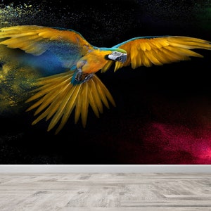 Modern Wallpaper, Custom Wall Paper, Decals For Walls, Gift For Him,  Wall Mural, Bird Wall Paper, Animal Wall Print, 3D Wall Art,