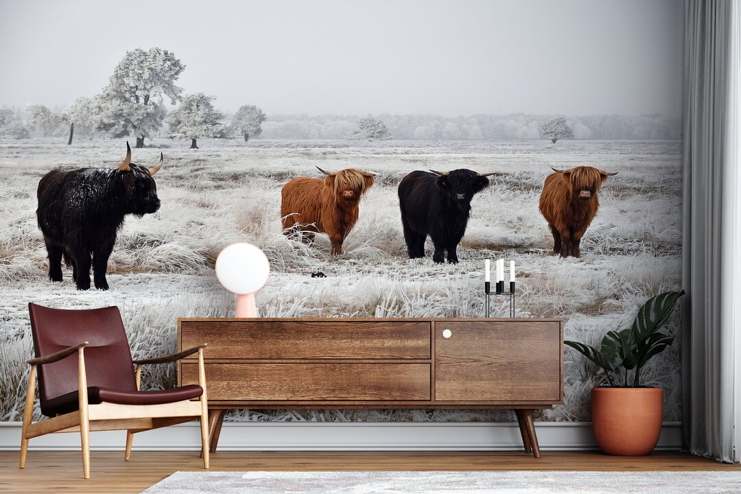 Farm Wall Painting, Highland Cow Wall Painting, Animal Wall Decor, Wall