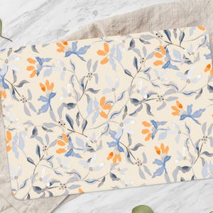 Abstarct Floral Pattern Chopping Board, Floral Serving Board, Housewarming Gift, Blue Serving Board, Orange Chopping Board, Kitchenware,