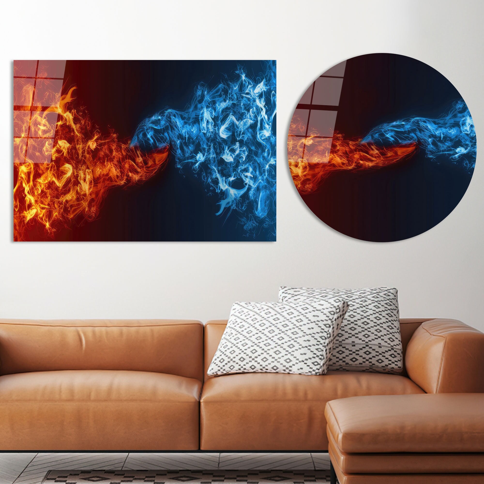 Abstract Fire and Ice Glass Wall Art: Modern Canvas Print - Etsy