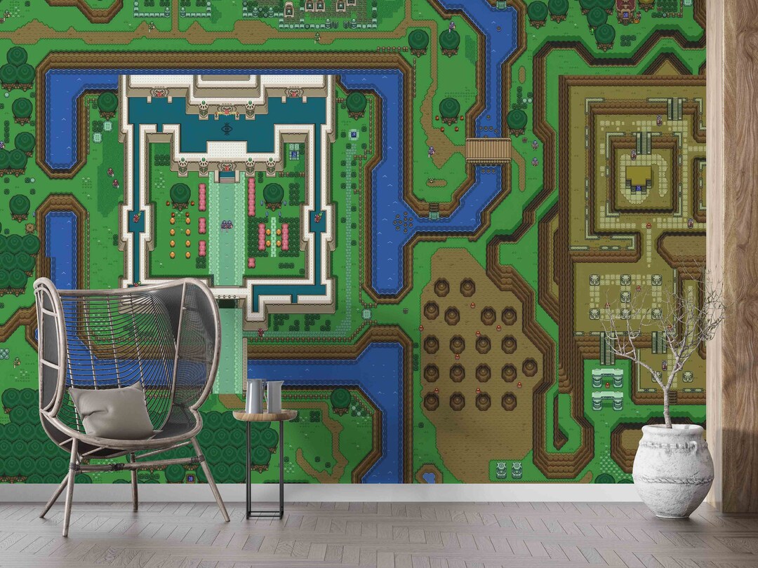 Legend of Zelda Wallpaper, Zelda Wall Decor, Zelda Map Wall Decals, Map