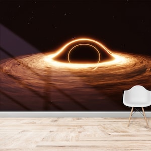 Removable Wallpaper, Wall Poster, Black Hole Wall Poster, Astronomy Wallpaper, Modern Wall Mural, Removable Wallpaper, Man Cave Wall Poster,