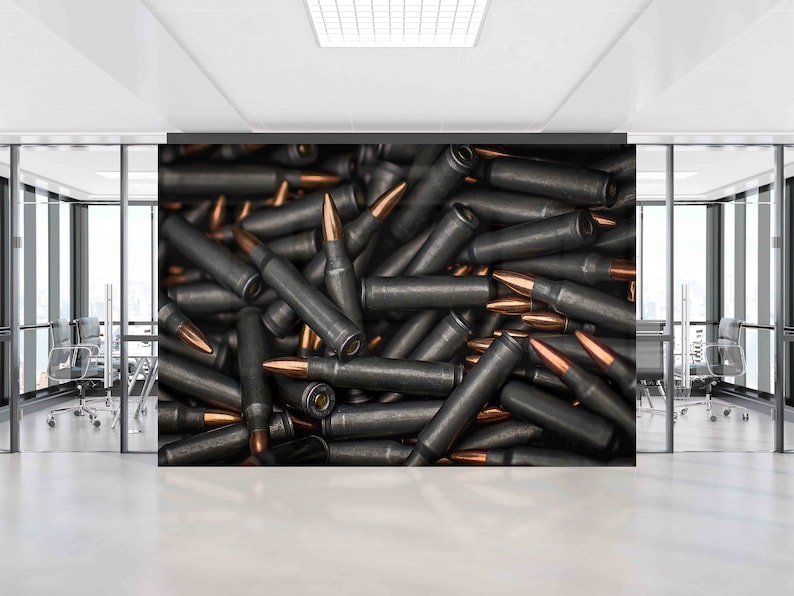 Bullet Wall Paper, Army Wall Paper, Boy Room Wall Decor, Personalized Gift, Do It Yourself, Modern Wall Poster, Loft Decor, 3D Wall Mural image 1