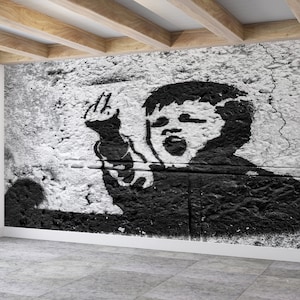 Banksy Graffiti Wallpaper, Banksy Bad Boy Poster, Man Cave Wallpaper, Graffiti Wallpaper, Vinyl Wallpaper, Wall Decoration, Wallpaper Border