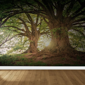 Landscape Wall Decor, Wall Decals, Forest Wall Paper, Wallpaper Border, Stick On Wallpaper Art Deco, Tree Wall Art, Farmhouse Wallpaper,