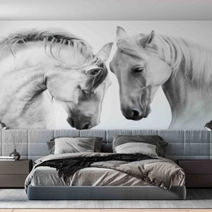 Horse Wall Paper, Horse Lover Gift, Room Wall Decor, Farmhouse Wall Mural, Animal Wall Mural, Wall Decorations, 3D Papercraft, Loft Wall Art