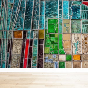 3D Wall Art, Art Deco Wallpaper, Colorful Glass Effect Wallpaper, Modern Wallpaper, 3D Printing, Stained Glass Wallpaper, Colorful Wallpaper